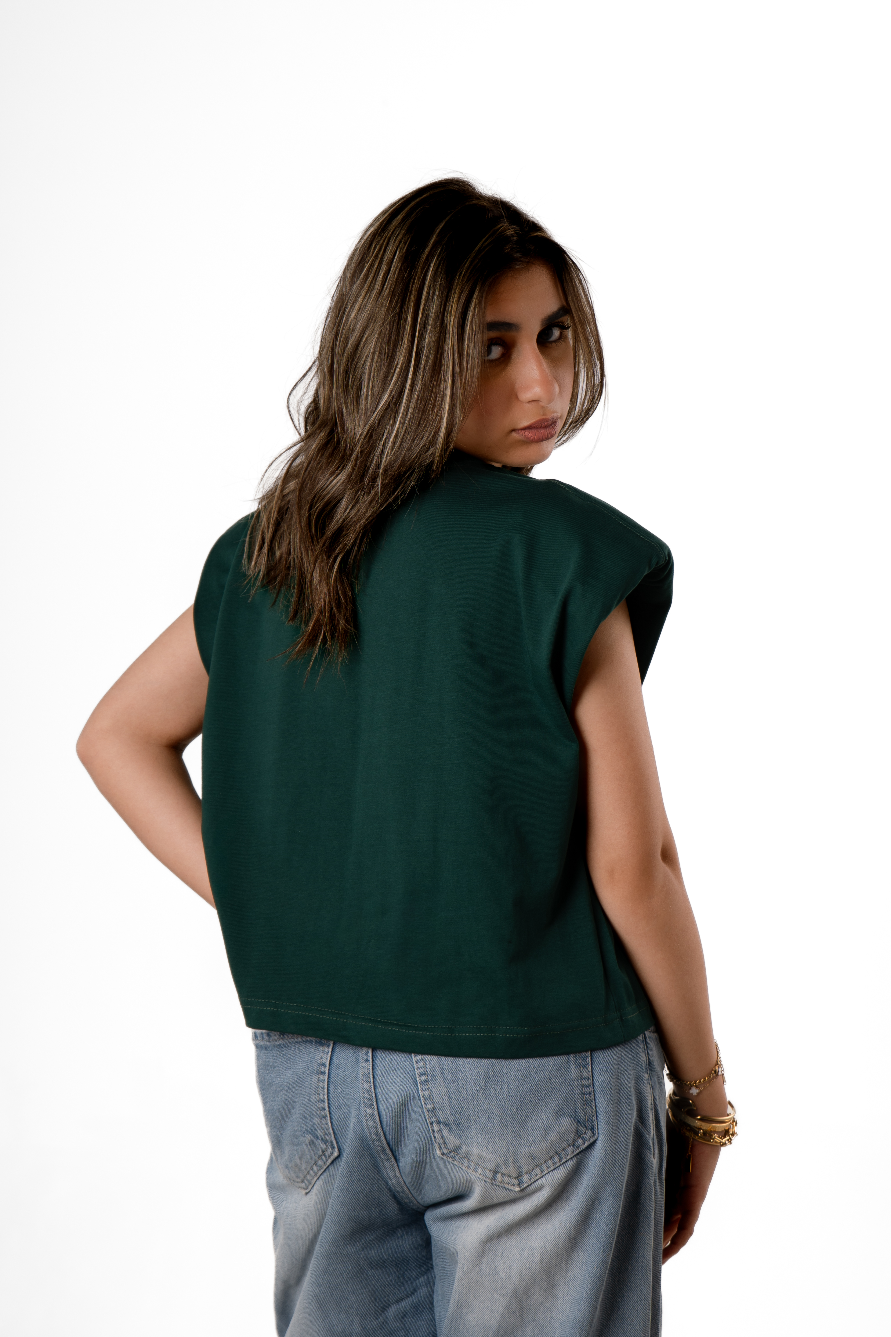 Padded sholder tank top